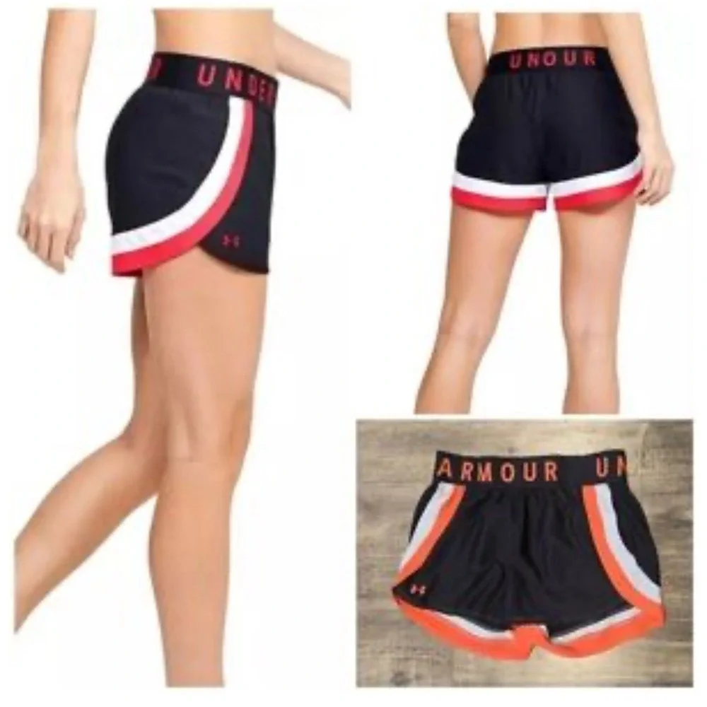 Under Armour Woman's Medium Black, Pink and White Shorts‎ Activewear Running EUC
